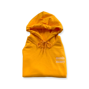 Stitched • morals || money hoodie (flagship logo)